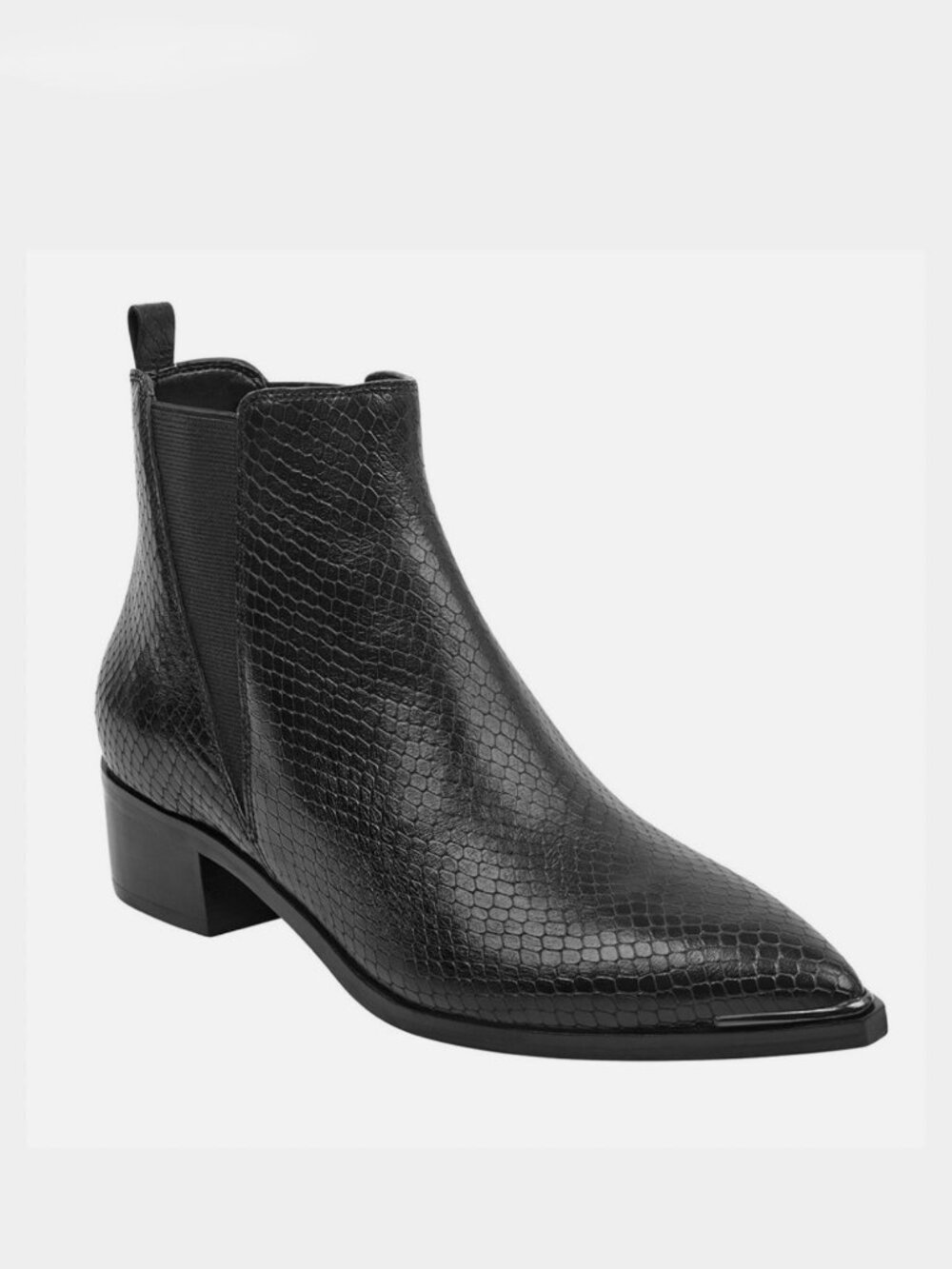 Marc Fisher Yale Chelsea Boots Black Leather Snakeskin Embossed Womens Size 9M